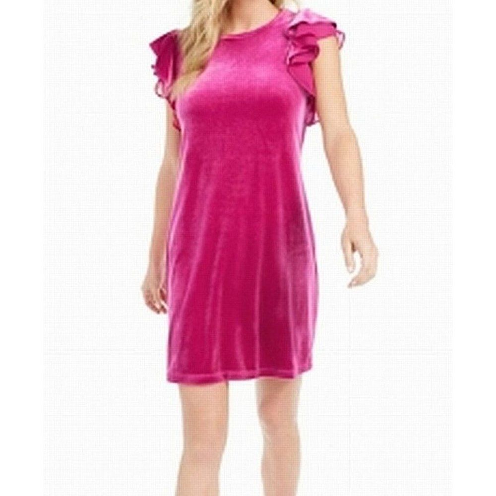 Maison Jules Velvet Ruffle-Sleeve Dress